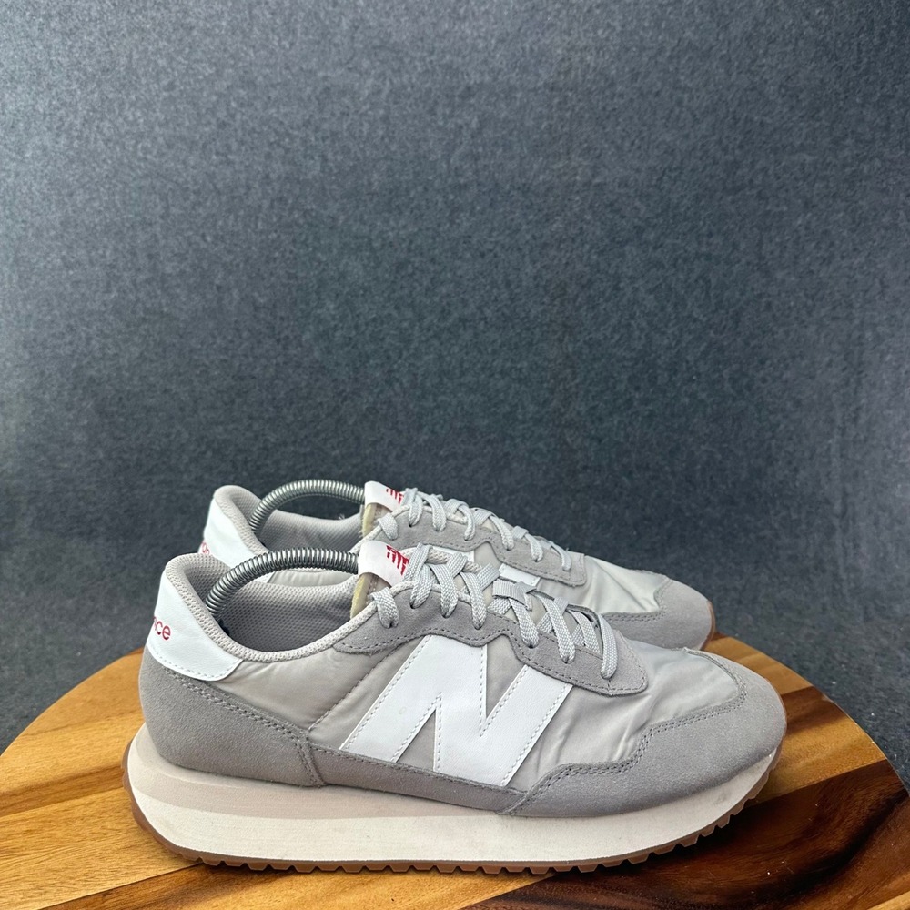 New Balance Unisex 237 MS237GE Gray White Lace-Up Sneaker Shoes Size 11D